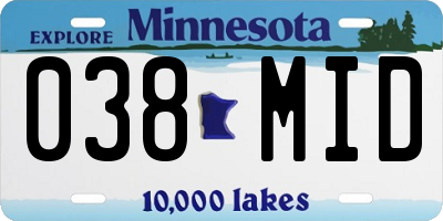 MN license plate 038MID