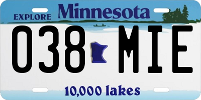 MN license plate 038MIE