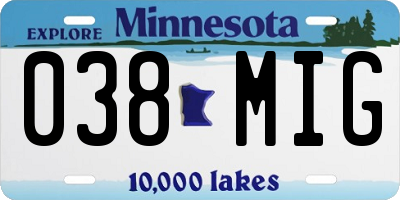 MN license plate 038MIG