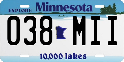 MN license plate 038MII
