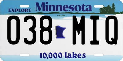 MN license plate 038MIQ