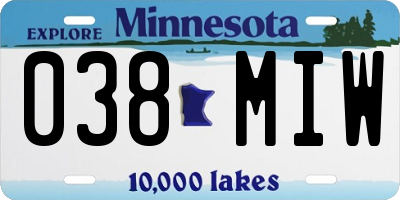 MN license plate 038MIW
