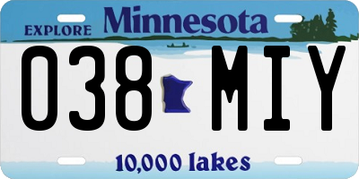 MN license plate 038MIY