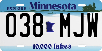 MN license plate 038MJW
