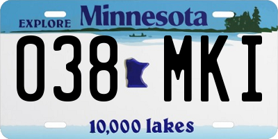 MN license plate 038MKI