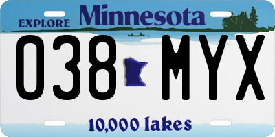 MN license plate 038MYX