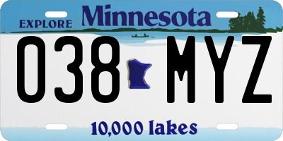 MN license plate 038MYZ
