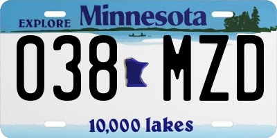 MN license plate 038MZD