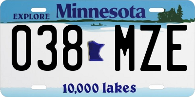 MN license plate 038MZE