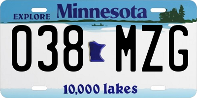 MN license plate 038MZG