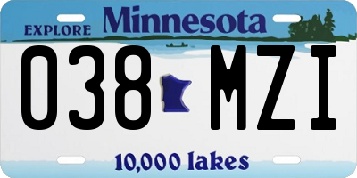 MN license plate 038MZI