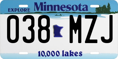 MN license plate 038MZJ
