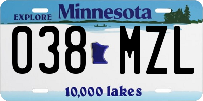 MN license plate 038MZL