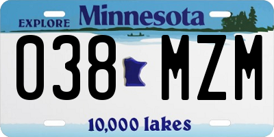 MN license plate 038MZM
