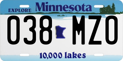 MN license plate 038MZO