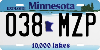 MN license plate 038MZP