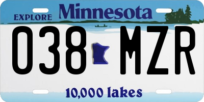 MN license plate 038MZR