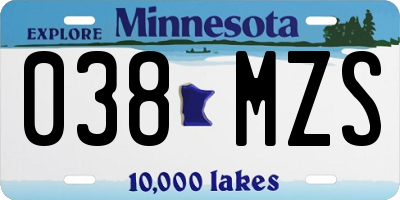 MN license plate 038MZS