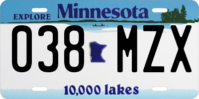 MN license plate 038MZX