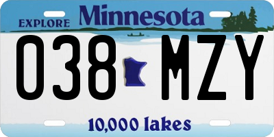 MN license plate 038MZY