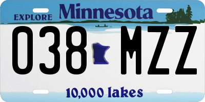 MN license plate 038MZZ