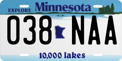 MN license plate 038NAA