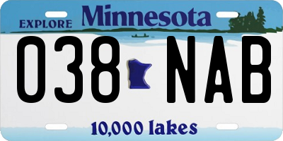 MN license plate 038NAB