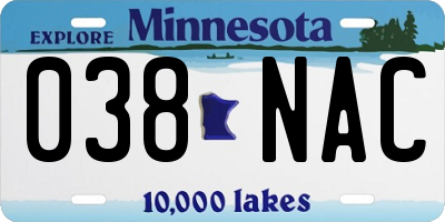 MN license plate 038NAC