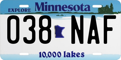 MN license plate 038NAF