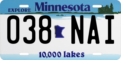 MN license plate 038NAI