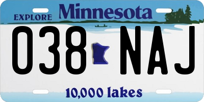 MN license plate 038NAJ