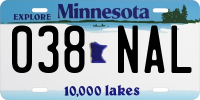 MN license plate 038NAL