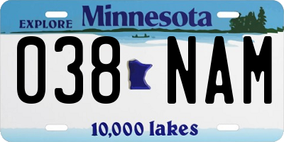MN license plate 038NAM