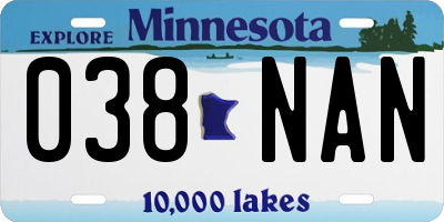 MN license plate 038NAN