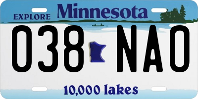 MN license plate 038NAO