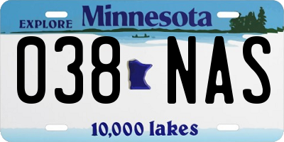 MN license plate 038NAS