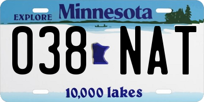 MN license plate 038NAT
