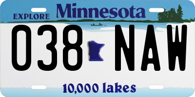 MN license plate 038NAW