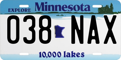 MN license plate 038NAX