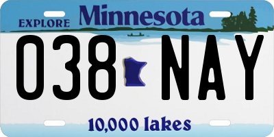 MN license plate 038NAY