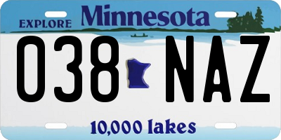 MN license plate 038NAZ