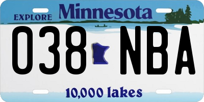 MN license plate 038NBA
