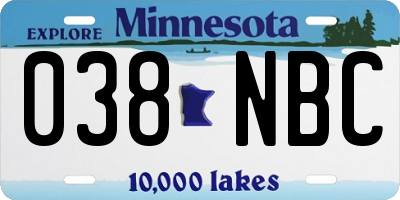 MN license plate 038NBC
