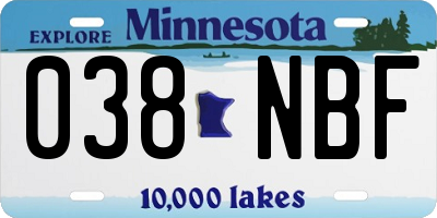 MN license plate 038NBF