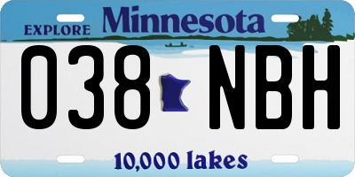 MN license plate 038NBH