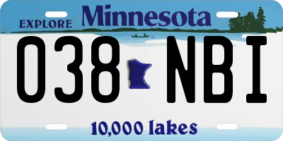 MN license plate 038NBI