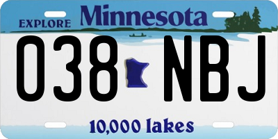 MN license plate 038NBJ