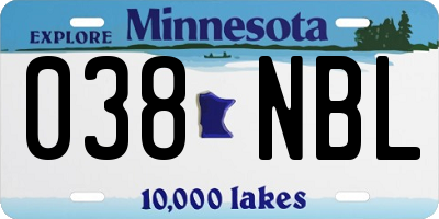 MN license plate 038NBL