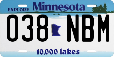 MN license plate 038NBM