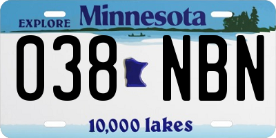 MN license plate 038NBN